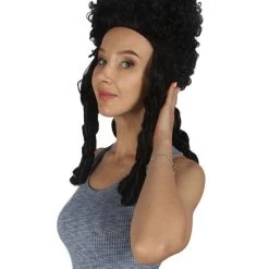 HPO Womens Colonial Historical Wig Black | Premium Breathable Capless Cap Women's