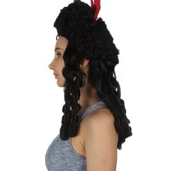 HPO Womens Colonial Historical Wig Black | Premium Breathable Capless Cap Women's 10 HPO Womens Colonial Historical Wig Black | Premium Breathable Capless Cap Women's