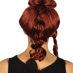 HPO Womens Colonial Lady Wig | Burgundy Historical Wigs | Premium Breathable Capless Cap Women's