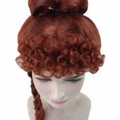 HPO Womens Colonial Lady Wig | Burgundy Historical Wigs | Premium Breathable Capless Cap Women's