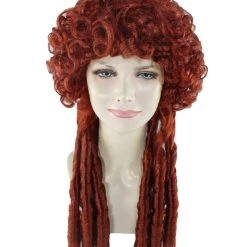 HPO Women's Womens Renaissance Lady Colonial Wig | Red Historical Wigs | Premium Breathable Capless Cap 15 HPO Women's Womens Renaissance Lady Colonial Wig | Red Historical Wigs | Premium Breathable Capless Cap