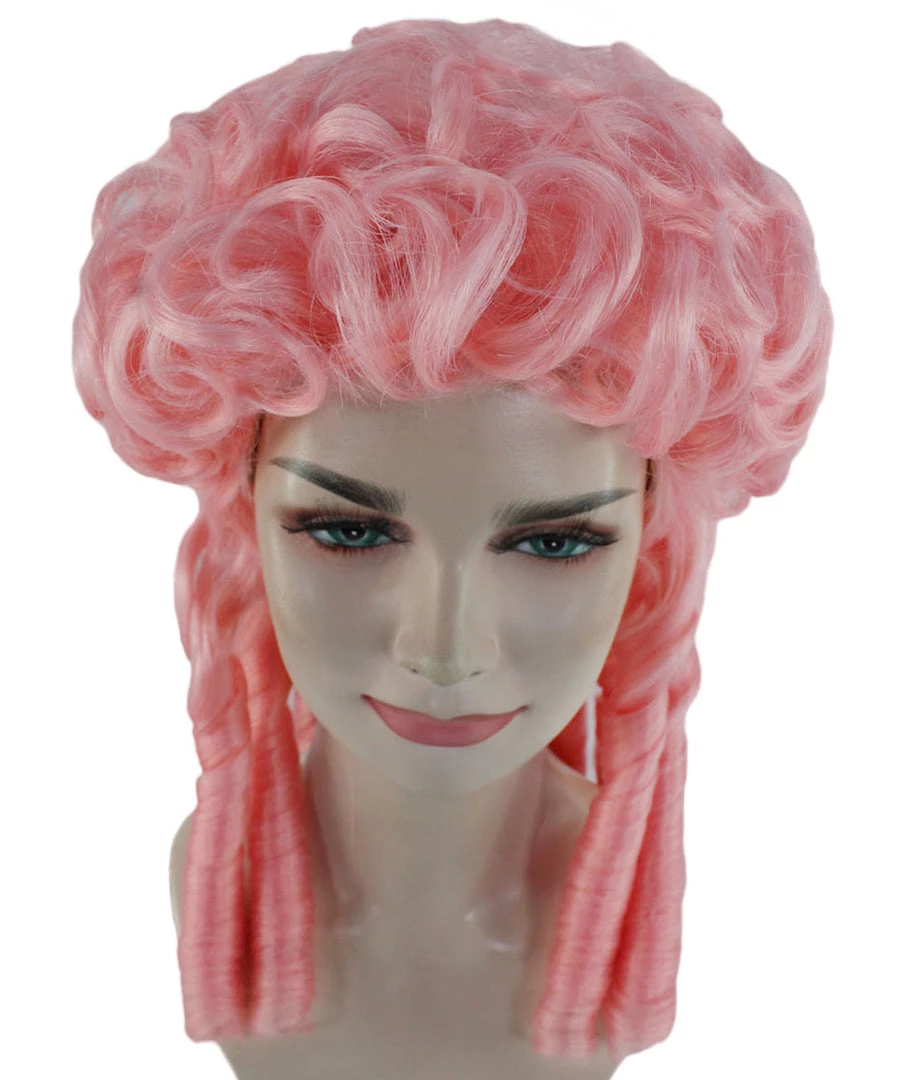 HPO Women Colonial Historical Wigs | Pink Cosplay Halloween Wigs | Premium Breahable Capless Cap 7 HPO Women Colonial Historical Wigs | Pink Cosplay Halloween Wigs | Premium Breahable Capless Cap