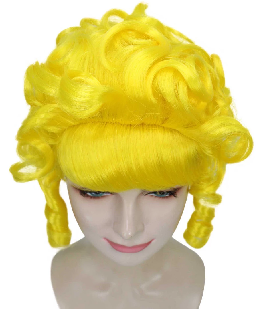 HPO Women's Women Colonial Curly Wigs | Yellow Cosplay Halloween Wigs | Premium Breathable Capless Cap 7 HPO Women's Women Colonial Curly Wigs | Yellow Cosplay Halloween Wigs | Premium Breathable Capless Cap