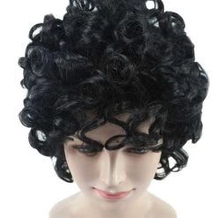 HPO Womens Colonial Lady Curly Wig | Black Historical Wig | Premium Breathable Capless Cap Women's 15 HPO Womens Colonial Lady Curly Wig | Black Historical Wig | Premium Breathable Capless Cap Women's