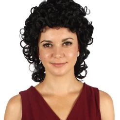 HPO Womens Colonial Lady Curly Wig | Black Historical Wig | Premium Breathable Capless Cap Women's
