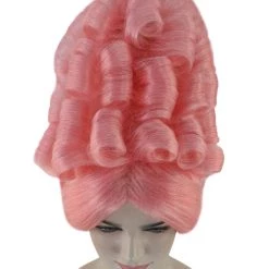 HPO Womens Colonial Lady Curly Wigs | Pink Historical Cosplay Wigs | Premium Breathable Capless Cap Women's