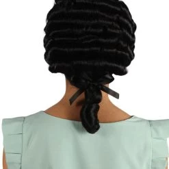 HPO Womens Colonial Lady Curley Black Historical Wig | Premium Breathable Capless Cap Women's