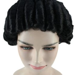 HPO Womens Colonial Lady Curley Black Historical Wig | Premium Breathable Capless Cap Women's