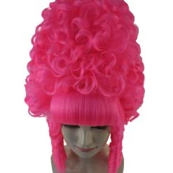 HPO Womens French Colonial Marie Antoinette Wig | Neon Pink Historical Cosplay Wigs | Premium Breathable Capless Cap Women's 29 HPO Womens French Colonial Marie Antoinette Wig | Neon Pink Historical Cosplay Wigs | Premium Breathable Capless Cap Women's