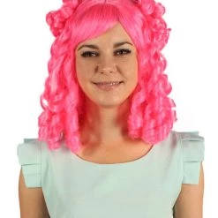 HPO Women's Womens Colonial Lady Pink Curly Wig | Premium Breathable Capless Cap
