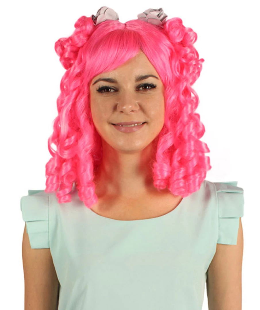 HPO Women's Womens Colonial Lady Pink Curly Wig | Premium Breathable Capless Cap 1 HPO Women's Womens Colonial Lady Pink Curly Wig | Premium Breathable Capless Cap