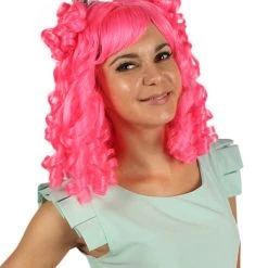 HPO Women's Womens Colonial Lady Pink Curly Wig | Premium Breathable Capless Cap 14 HPO Women's Womens Colonial Lady Pink Curly Wig | Premium Breathable Capless Cap