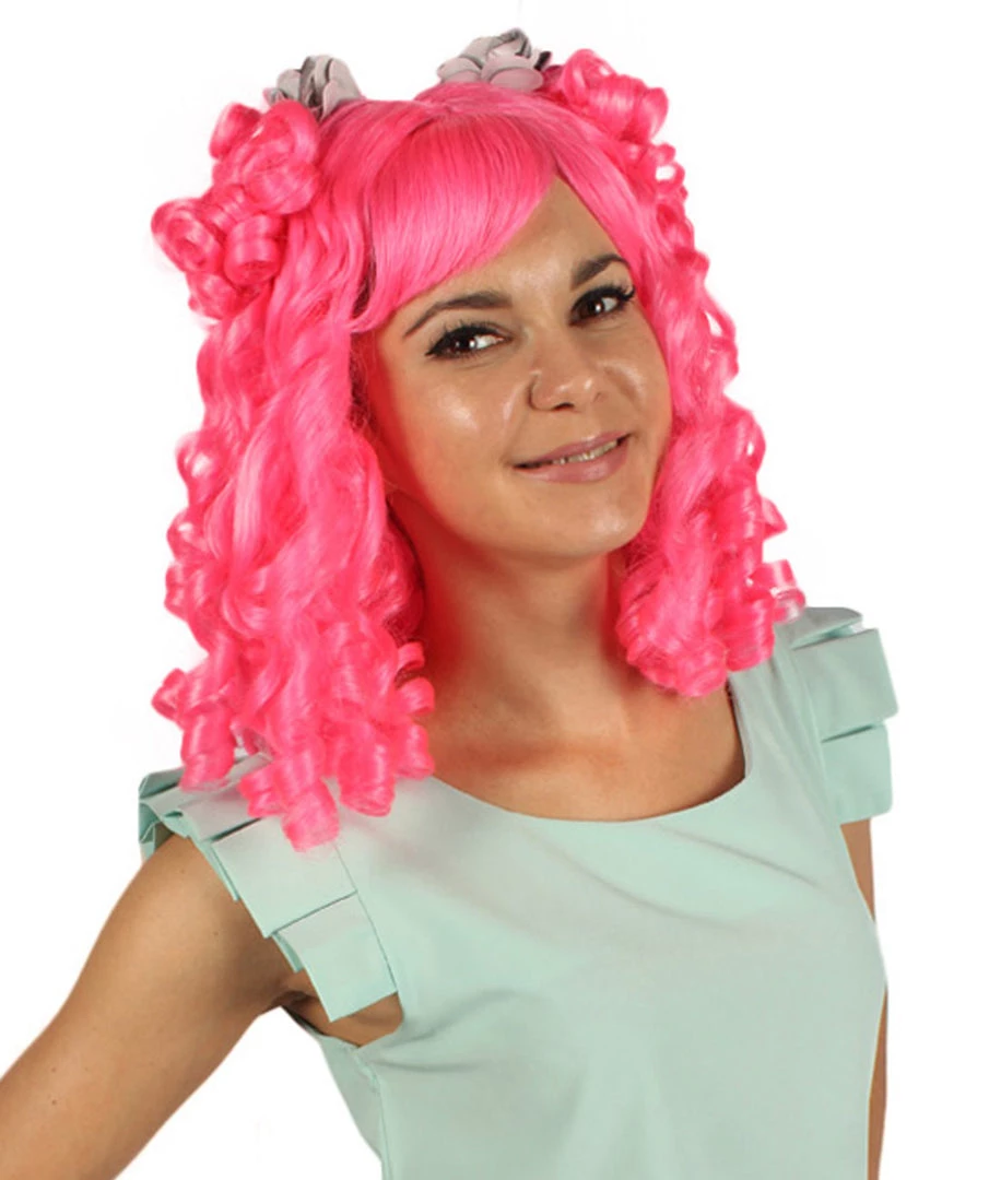 HPO Women's Womens Colonial Lady Pink Curly Wig | Premium Breathable Capless Cap 6 HPO Women's Womens Colonial Lady Pink Curly Wig | Premium Breathable Capless Cap