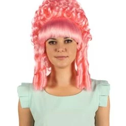 HPO Womens French Colonial Marie Antoinette Wig | Neon Pink Historical Cosplay Wigs | Premium Breathable Capless Cap Women's 30 HPO Womens French Colonial Marie Antoinette Wig | Neon Pink Historical Cosplay Wigs | Premium Breathable Capless Cap Women's