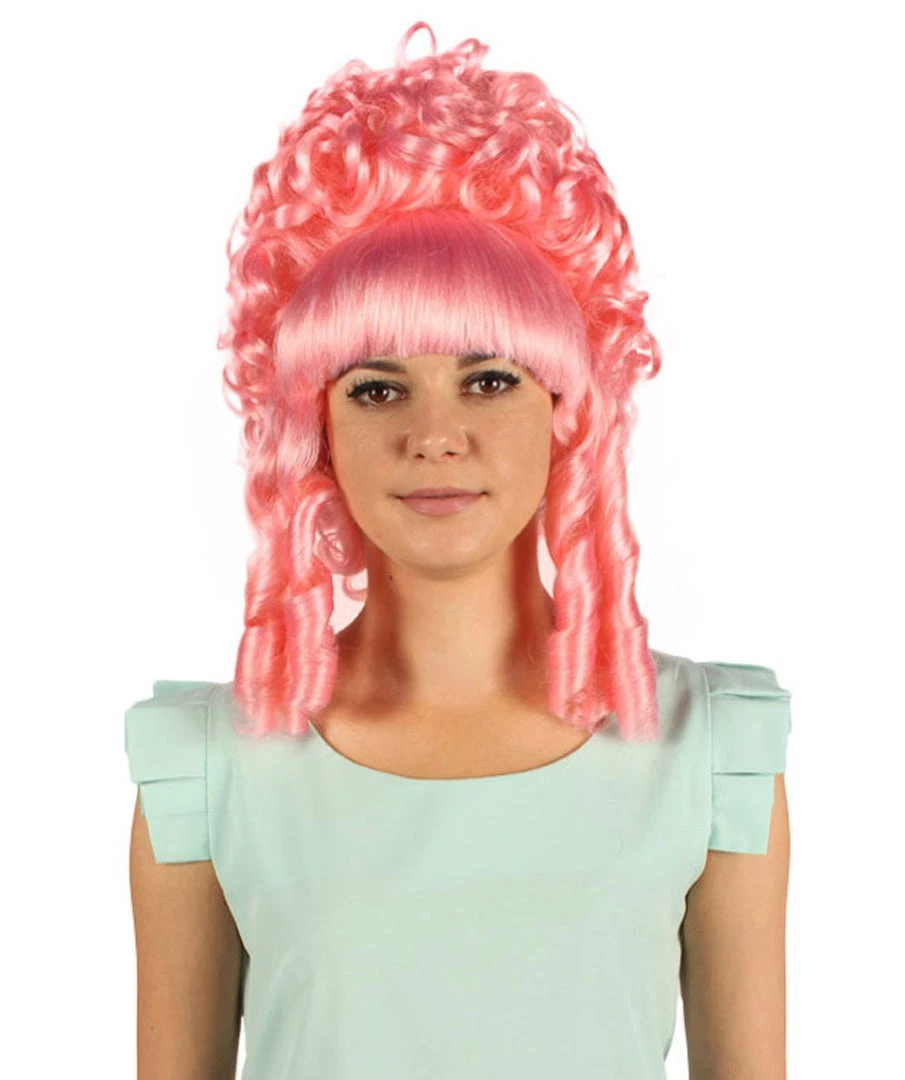 HPO Womens French Colonial Marie Antoinette Wig | Neon Pink Historical Cosplay Wigs | Premium Breathable Capless Cap Women's 8 HPO Womens French Colonial Marie Antoinette Wig | Neon Pink Historical Cosplay Wigs | Premium Breathable Capless Cap Women's