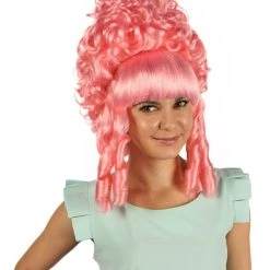 HPO Womens French Colonial Marie Antoinette Wig | Neon Pink Historical Cosplay Wigs | Premium Breathable Capless Cap Women's 35 HPO Womens French Colonial Marie Antoinette Wig | Neon Pink Historical Cosplay Wigs | Premium Breathable Capless Cap Women's