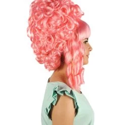 HPO Womens French Colonial Marie Antoinette Wig | Neon Pink Historical Cosplay Wigs | Premium Breathable Capless Cap Women's 34 HPO Womens French Colonial Marie Antoinette Wig | Neon Pink Historical Cosplay Wigs | Premium Breathable Capless Cap Women's