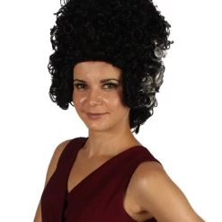 HPO Womens Colonial Ladies 18th Century Curly Wig | Black Historical Wig | Premium Breathable Capless Cap Women's