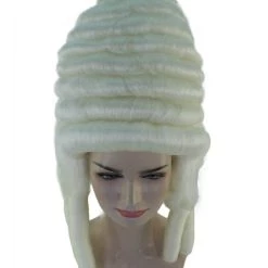 HPO Women's Womens Colonial Lady's 18th Century Curly Wig | White Historical Cosplay Wig | Premium Breathable Capless Cap