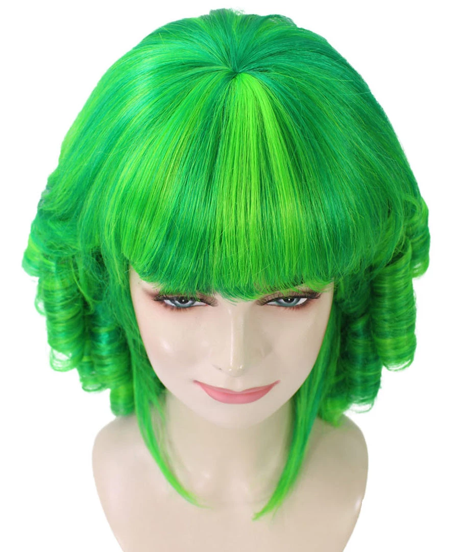 HPO Womens 18th Century Colonial Lady Curly Neon Green Historical Wig | Premium Breathable Capless Cap Women's 7 HPO Womens 18th Century Colonial Lady Curly Neon Green Historical Wig | Premium Breathable Capless Cap Women's
