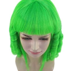 HPO Womens 18th Century Colonial Lady Curly Neon Green Historical Wig | Premium Breathable Capless Cap Women's 29 HPO Womens 18th Century Colonial Lady Curly Neon Green Historical Wig | Premium Breathable Capless Cap Women's