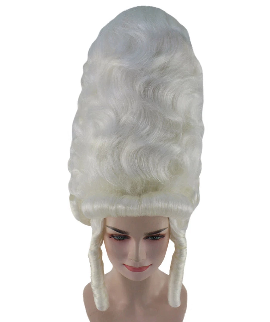 HPO Womens 18th Century Colonial Lady Wig | White Historical Wigs Women's 7 HPO Womens 18th Century Colonial Lady Wig | White Historical Wigs Women's