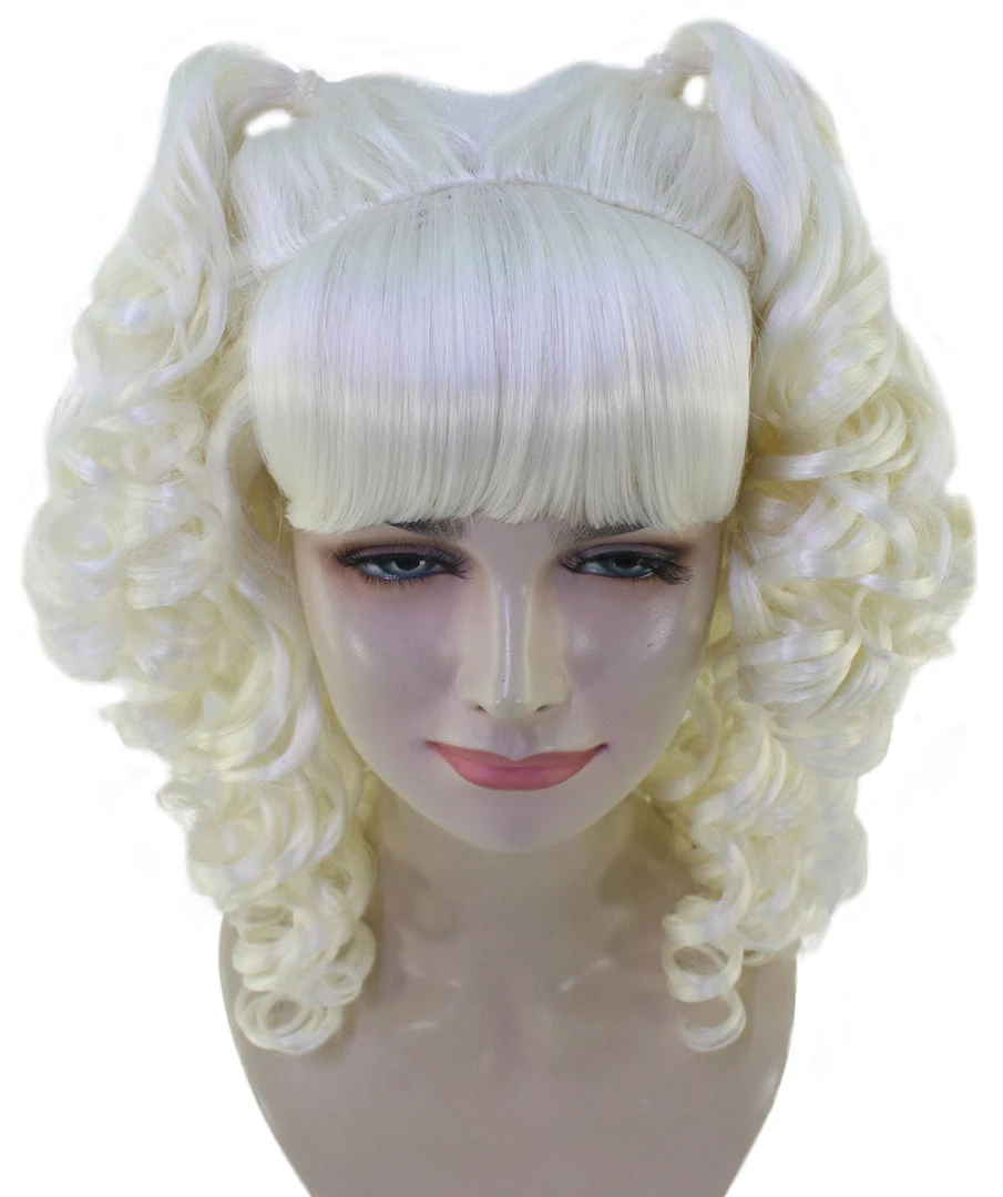 HPO Women's Womens Colonial Lady Curly Blonde Historical Wig With Black Lace | Premium Breathable Capless Cap 16 HPO Women's Womens Colonial Lady Curly Blonde Historical Wig With Black Lace | Premium Breathable Capless Cap