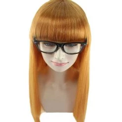 HPO Women's Womens Brown Long Straight Wig With Glasses | Video Game Wigs | Premium Breathable Capless Cap 15 HPO Women's Womens Brown Long Straight Wig With Glasses | Video Game Wigs | Premium Breathable Capless Cap