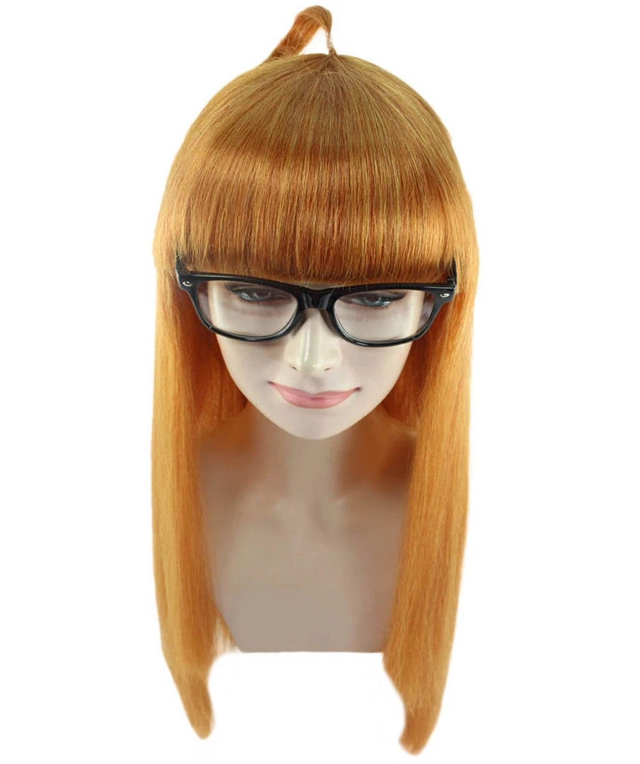 HPO Women's Womens Brown Long Straight Wig With Glasses | Video Game Wigs | Premium Breathable Capless Cap 7 HPO Women's Womens Brown Long Straight Wig With Glasses | Video Game Wigs | Premium Breathable Capless Cap