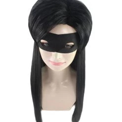 HPO Women's Womens Superwoman 25' Wig | Violet Parr Black Wig With Mask Set | TV/Movie Wigs | Premium Breathable Capless Cap