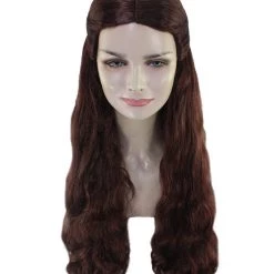 HPO Womens Brown Long Wig | TV/Movie Wigs | Premium Breathable Capless Cap
