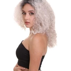 HPO Womens Zombie Curly Wig | Ombre Curly Grey Scary Wigs | Premium Breathable Capless Cap Women's