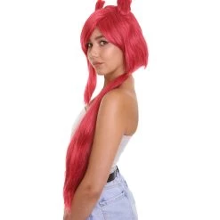HPO Womens Game Cosplay Wig | Red Video Game Wigs | Premium Breathable Capless Cap Women's 13 HPO Womens Game Cosplay Wig | Red Video Game Wigs | Premium Breathable Capless Cap Women's