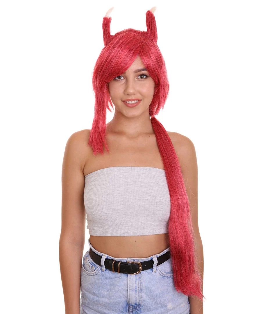 HPO Womens Game Cosplay Wig | Red Video Game Wigs | Premium Breathable Capless Cap Women's 2 HPO Womens Game Cosplay Wig | Red Video Game Wigs | Premium Breathable Capless Cap Women's