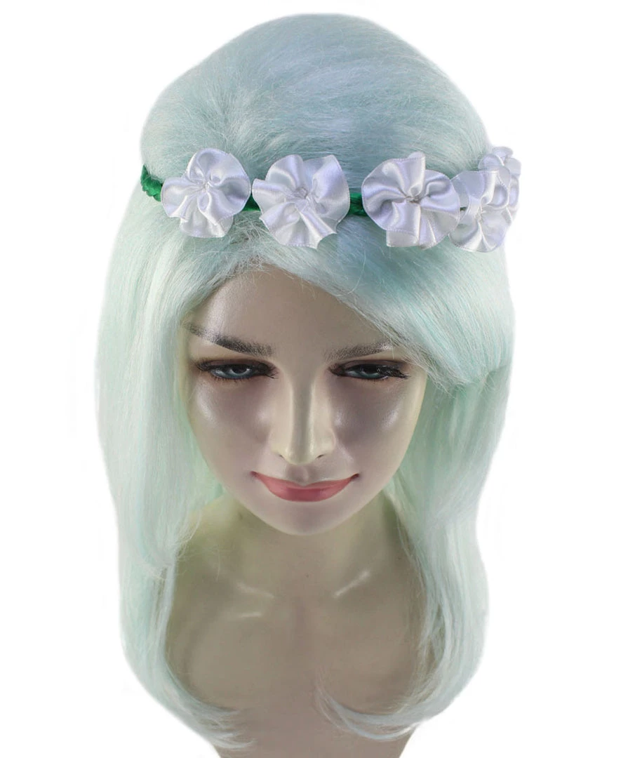 HPO Womens Floral Fantasy Lt Green Wig With Flower Crown | Storybook & Fairytale Wigs | Premium Breathable Capless Cap Women's 7 HPO Womens Floral Fantasy Lt Green Wig With Flower Crown | Storybook & Fairytale Wigs | Premium Breathable Capless Cap Women's