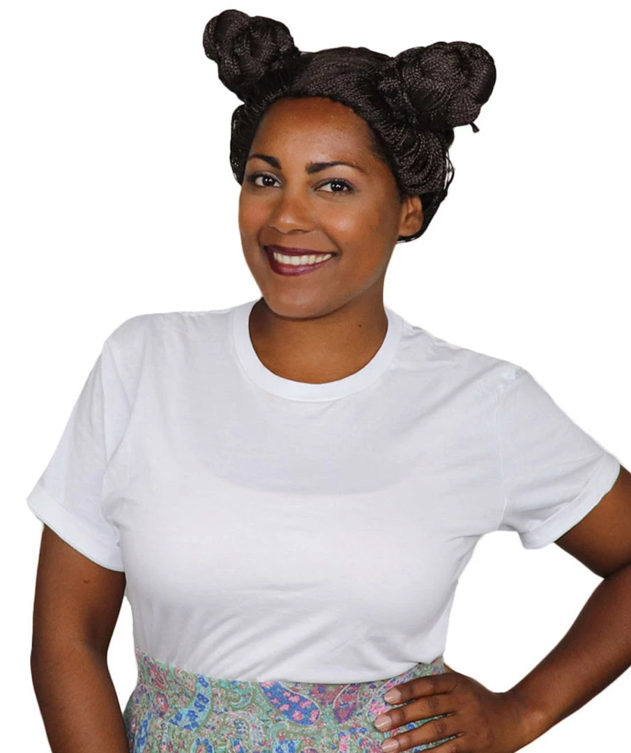 HPO Women's Womens Superhero Buns Wig | Brown TV/Movie Wigs | Premium Breathable Capless Cap 2 HPO Women's Womens Superhero Buns Wig | Brown TV/Movie Wigs | Premium Breathable Capless Cap