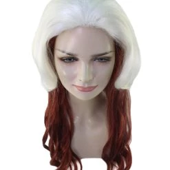 HPO Womens Superhero Curly Long Wig | White & Brown TV/Movie Wigs | Premium Breathable Capless Cap Women's 15 HPO Womens Superhero Curly Long Wig | White & Brown TV/Movie Wigs | Premium Breathable Capless Cap Women's