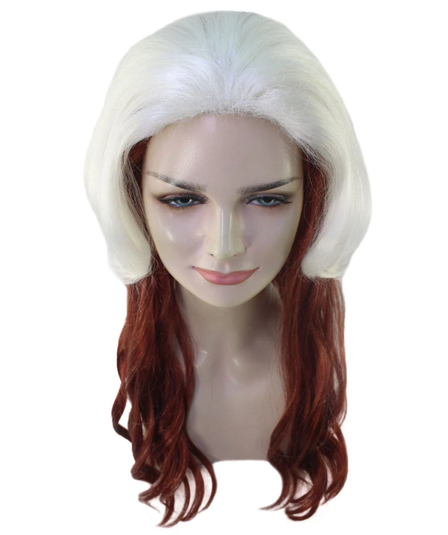 HPO Womens Superhero Curly Long Wig | White & Brown TV/Movie Wigs | Premium Breathable Capless Cap Women's 7 HPO Womens Superhero Curly Long Wig | White & Brown TV/Movie Wigs | Premium Breathable Capless Cap Women's