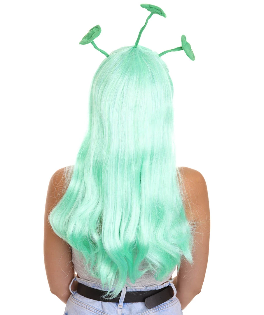 HPO Womens Aliens Wig With 3 Antennaes | Green TV/Movie Wigs | Premium Breathable Capless Cap Women's 6 HPO Womens Aliens Wig With 3 Antennaes | Green TV/Movie Wigs | Premium Breathable Capless Cap Women's