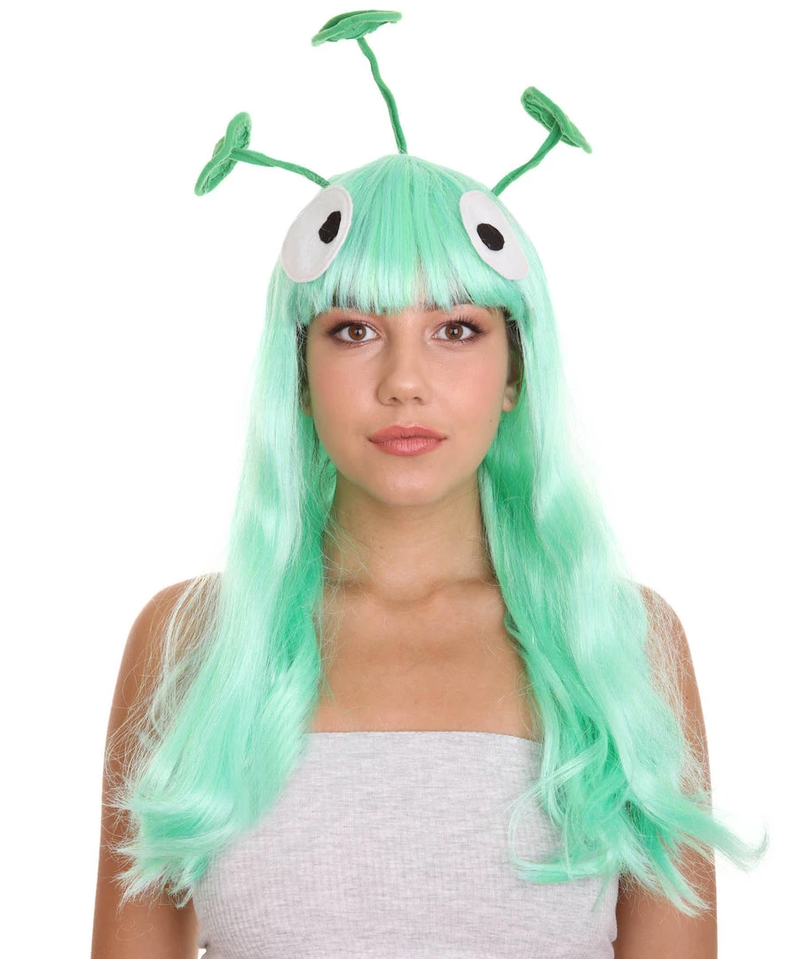 HPO Womens Aliens Wig With 3 Antennaes | Green TV/Movie Wigs | Premium Breathable Capless Cap Women's 1 HPO Womens Aliens Wig With 3 Antennaes | Green TV/Movie Wigs | Premium Breathable Capless Cap Women's