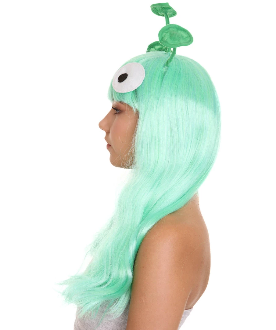 HPO Womens Aliens Wig With 3 Antennaes | Green TV/Movie Wigs | Premium Breathable Capless Cap Women's 3 HPO Womens Aliens Wig With 3 Antennaes | Green TV/Movie Wigs | Premium Breathable Capless Cap Women's