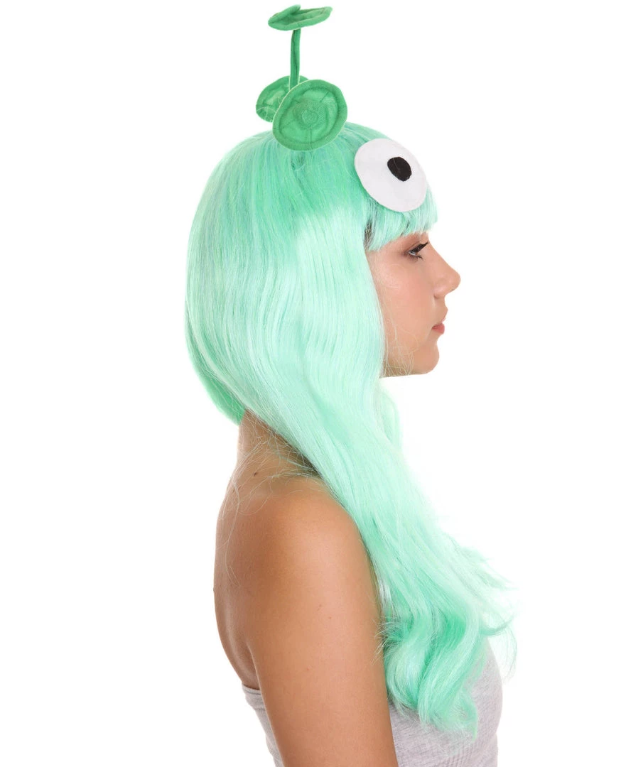 HPO Womens Aliens Wig With 3 Antennaes | Green TV/Movie Wigs | Premium Breathable Capless Cap Women's 5 HPO Womens Aliens Wig With 3 Antennaes | Green TV/Movie Wigs | Premium Breathable Capless Cap Women's