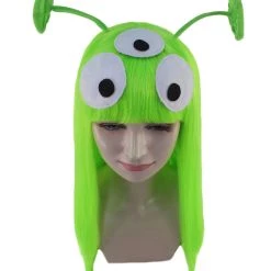 HPO Women's Womens Aliens Wig With 2 Antennaes | Green TV/Movie Wigs | Premium Breathable Capless Cap 13 HPO Women's Womens Aliens Wig With 2 Antennaes | Green TV/Movie Wigs | Premium Breathable Capless Cap
