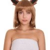 HPO Womens Monster Wig With Ears | Brown Cosplay Video Game Wigs | Premium Breathable Capless Cap