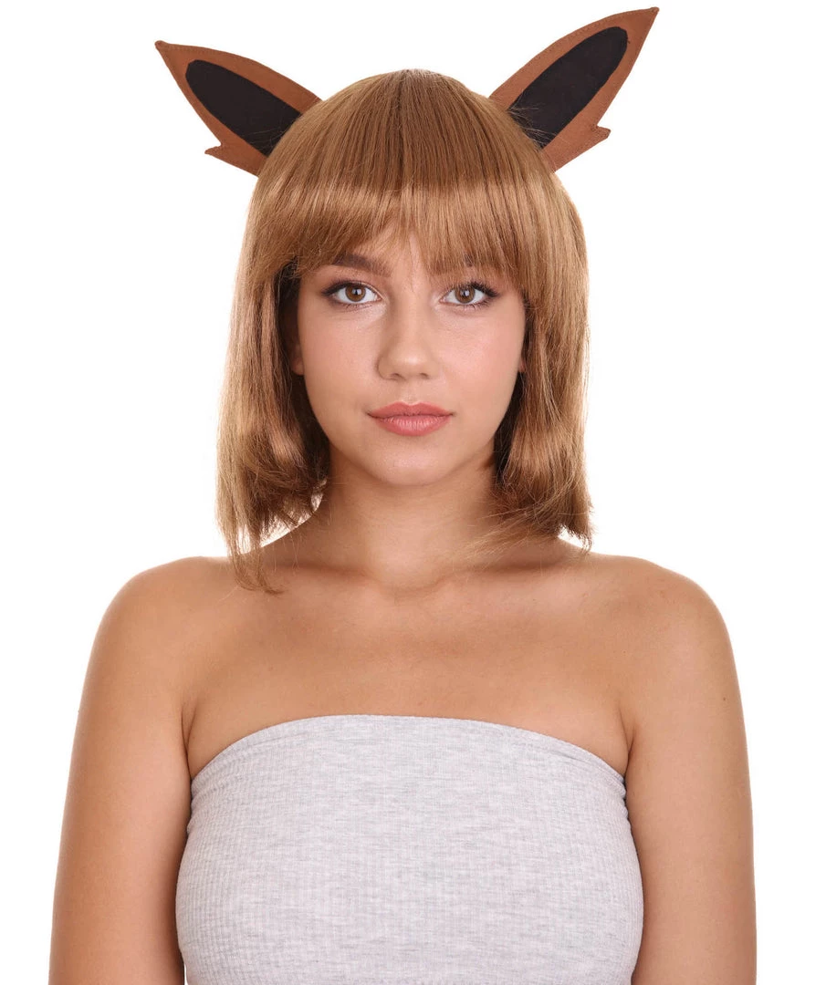 HPO Womens Monster Wig With Ears | Brown Cosplay Video Game Wigs | Premium Breathable Capless Cap 1 HPO Womens Monster Wig With Ears | Brown Cosplay Video Game Wigs | Premium Breathable Capless Cap