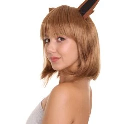 HPO Womens Monster Wig With Ears | Brown Cosplay Video Game Wigs | Premium Breathable Capless Cap