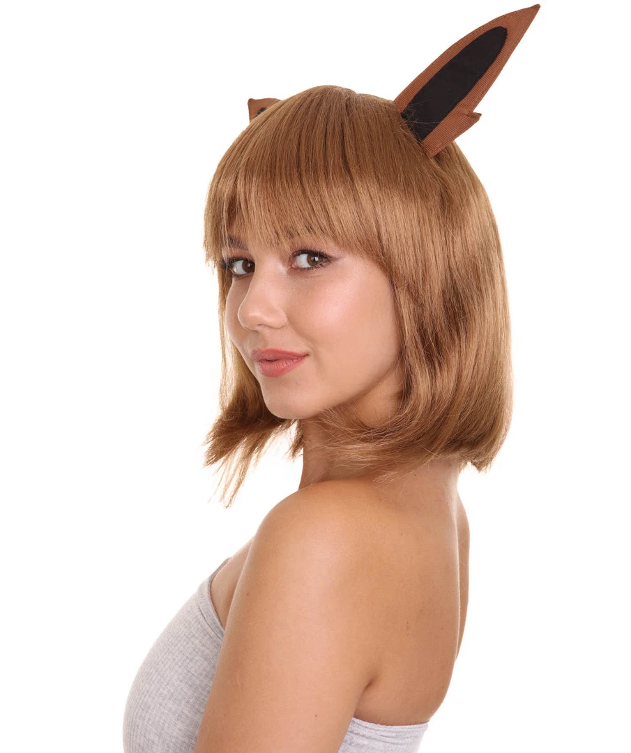 HPO Womens Monster Wig With Ears | Brown Cosplay Video Game Wigs | Premium Breathable Capless Cap 2 HPO Womens Monster Wig With Ears | Brown Cosplay Video Game Wigs | Premium Breathable Capless Cap