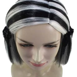HPO Women's Womens Pretty Doll Wig | Black & White Storybook & Fairytale Wigs | Premium Breathable Capless Cap