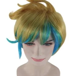 HPO Gaming Womens Wig | Yellow And Blue Anime Cosplay Wigs | Premium Breathable Capless Cap 15 HPO Gaming Womens Wig | Yellow And Blue Anime Cosplay Wigs | Premium Breathable Capless Cap