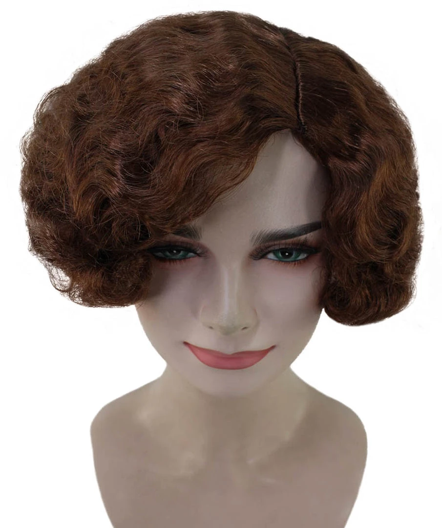 HPO Womens 20s Flirty Flapper Short And Wavy Wig | Brown Vintage Wigs | Premium Breathable Capless Cap Women's 7 HPO Womens 20s Flirty Flapper Short And Wavy Wig | Brown Vintage Wigs | Premium Breathable Capless Cap Women's